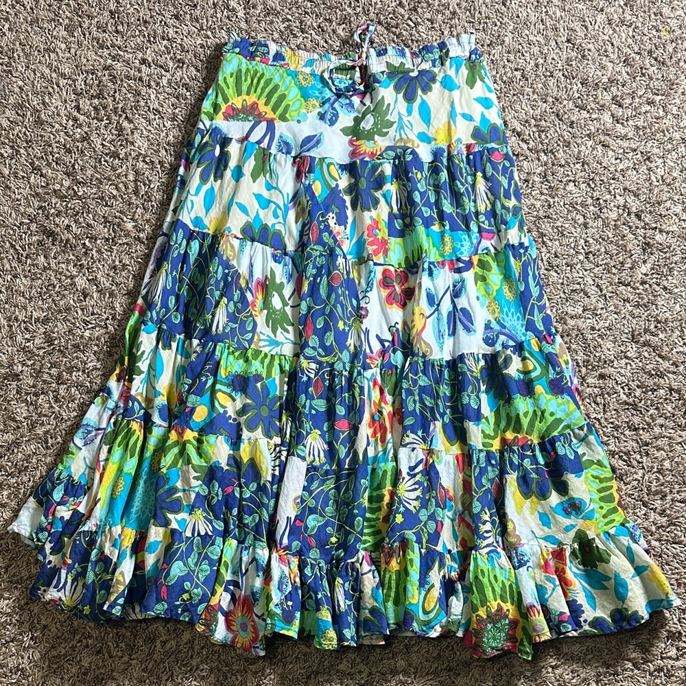 Silver Stream Colorful Floral Maxi Skirt Size One Size